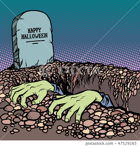 zombie hands happy Halloween grave 47529165