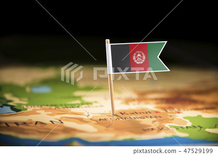 Afghanistan marked with a flag on the map Afghanistan marked with a flag on the map 47529199