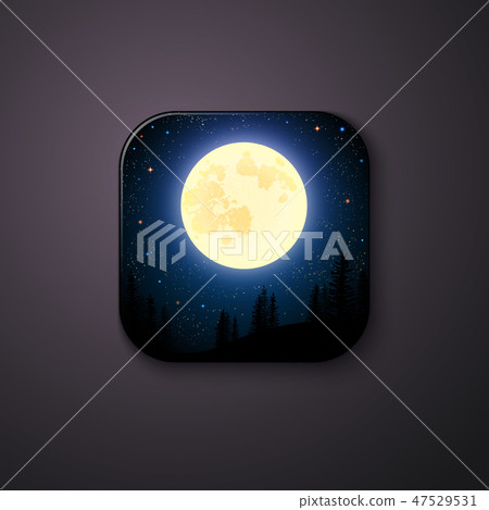 Night Scenery With Full Moon And Stars Glowing Stock Illustration 47529531 Pixta