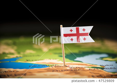 Georgia marked with a flag on the map 47529809