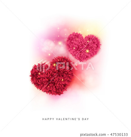Sentimental Valentine card design with colorful pink and red hearts. 47530133