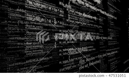 Software source code. Layers of program code on black background 47531051