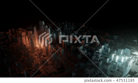 3d city with bright flashes on a dark background 3d city with bright flashes on a dark background 47531195