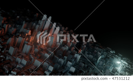 3d city with bright flashes on a dark background 3d city with bright flashes on a dark background 47531212