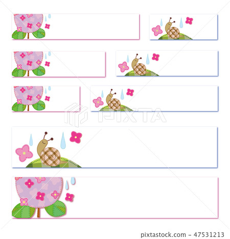 Hydrangea and snail frame label set Hydrangea and snail frame label set 47531213