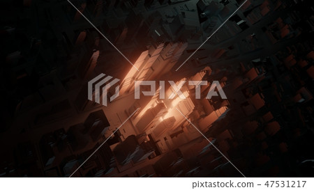 3d city with bright flashes on a dark background 3d city with bright flashes on a dark background 47531217