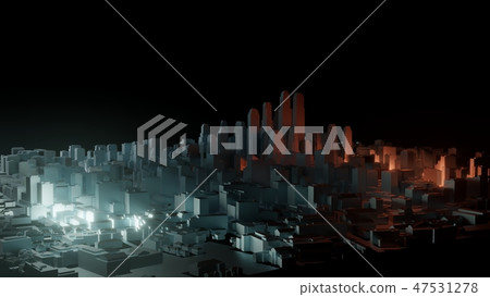 3d city with bright flashes on a dark background 3d city with bright flashes on a dark background 47531278