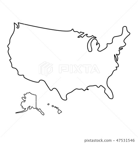 map of USA - outline - Stock Illustration [47531546] - PIXTA