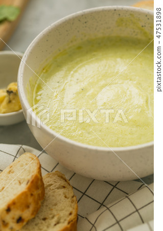 Homemade fresh healthy broccoli cream soup in whit 47531898