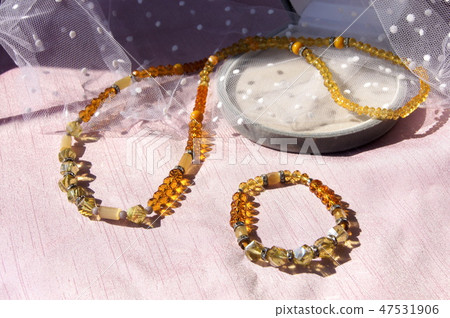 Glass bead necklace & bracelet (handmade) Glass bead necklace & bracelet (handmade) 47531906