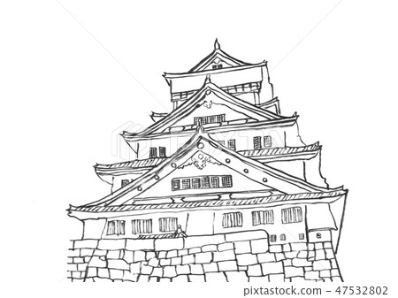Illustration Osaka Castle 100 Great castle Illustration Osaka Castle 100 Great castle 47532802