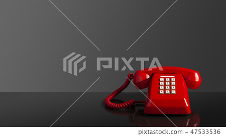 Red old vintage telephone on black background Red old vintage telephone on black background 47533536
