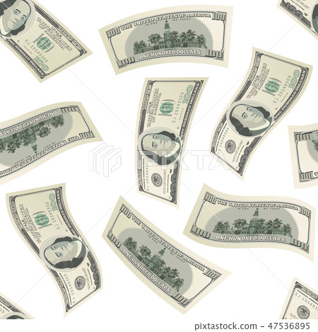 One hundred USA dollars banknotes on white 47536895