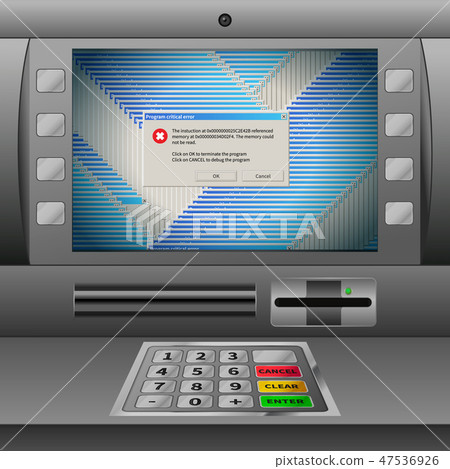 Realistic ATM machine with critical error messages Realistic ATM machine with critical error messages 47536926