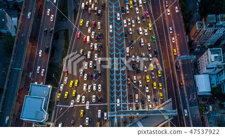 Gate for expressway fee payment, Aerial view Gate for expressway fee payment, Aerial view 47537922