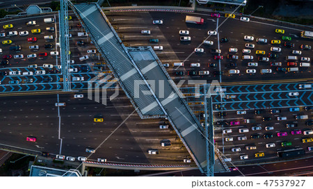 Gate for expressway fee payment, Aerial view Gate for expressway fee payment, Aerial view 47537927