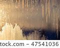 Sunset the sun shines through the frozen window 47541036
