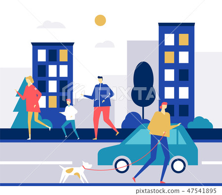 People running - flat design style colorful illustration People running - flat design style colorful illustration 47541895