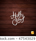 Holly Chic Phrase on Abstract Wooden Background. 47543029