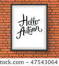 Hello Autumn text in a simple black picture frame. 47543064