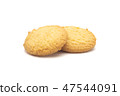 one side of two butter cookies on white background 47544091