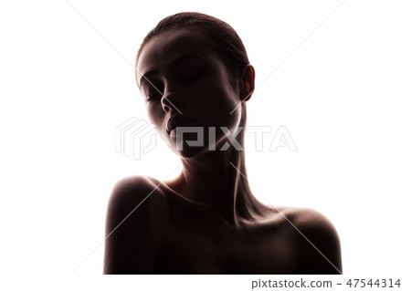 silhouette of beautiful young woman silhouette of beautiful young woman 47544314
