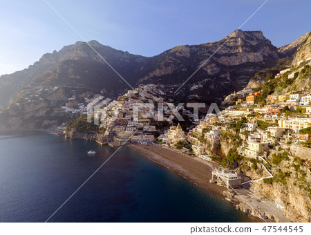 View of Positano village along Amalfi Coast in Italy View of Positano village along Amalfi Coast in Italy 47544545