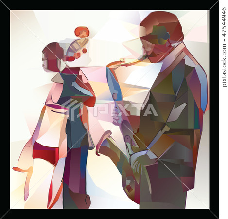 Jazz  with saxophone and double-bass 47544946