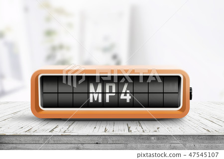 Mp4 sign on a analog device in a bright room 47545107