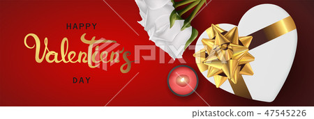 Happy valentines day realistic banner flat lay Happy valentines day realistic banner flat lay 47545226