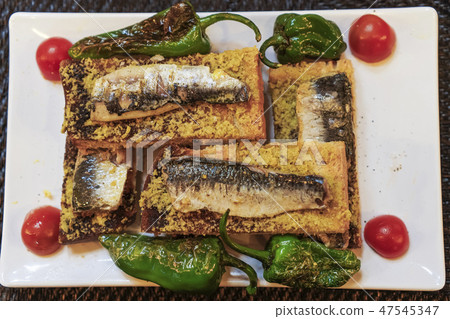 Lisbon, Portugal traditional sardines served food Lisbon, Portugal traditional sardines served food 47545347