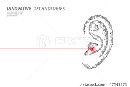 World Deaf Hearing Day. Human ear organ low poly. Polygonal triangle point line particle futuristic 47545373