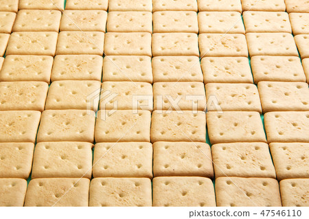 crackers lined rows, view from above 47546110