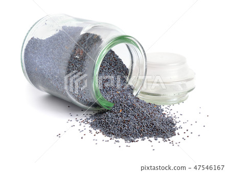 Papaver seed closeup isolated on white background Papaver seed closeup isolated on white background 47546167