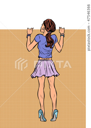 woman looking over the fence 47546366