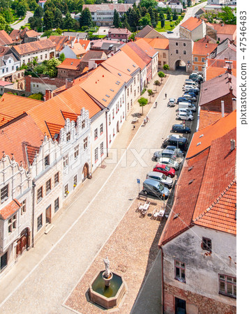 Aerial view of Renaissance houses in Slavonice, Czech Republic Aerial view of Renaissance houses in Slavonice, Czech Republic 47546483