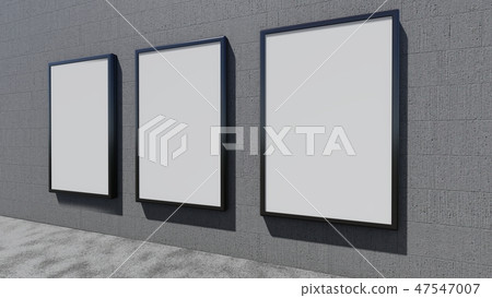 Three blank billboards, 3D rendering 47547007