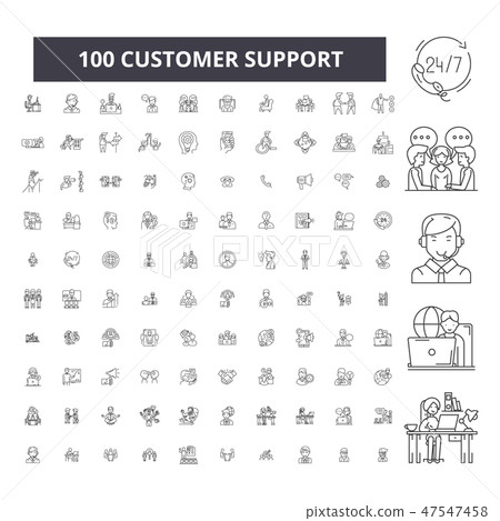 Customer support editable line icons, 100... - Stock Illustration ...