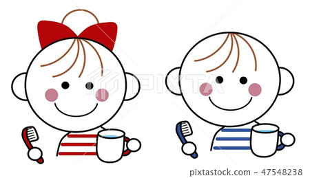 Children who will brush teeth ③ (Red & green) 47548238