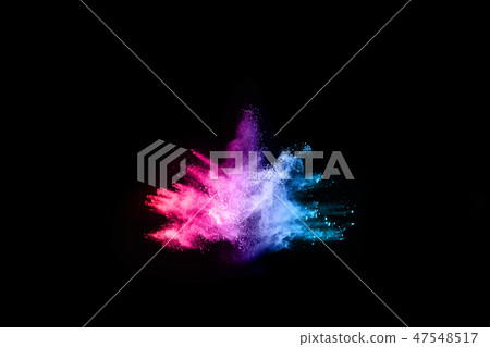 Multicolor powder explosion on black background. 47548517