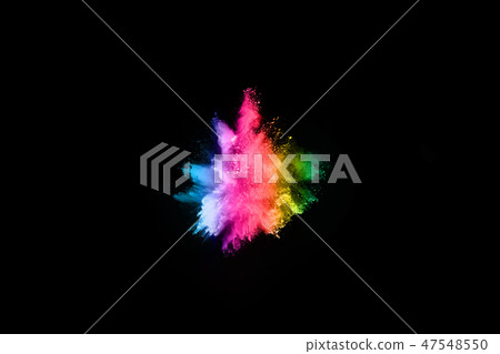 Multicolor powder explosion on black background. Multicolor powder explosion on black background. 47548550