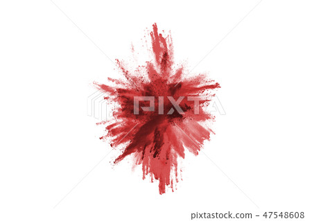 abstract red dust explosion on white background. 47548608