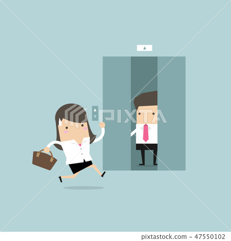 Businesswoman running to elevator. 47550102