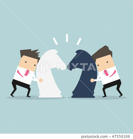 Businessmen with horse chess and fighting. Businessmen with horse chess and fighting. 47550109