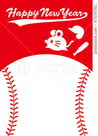 New Year cards baseball and mouse rats New Year cards baseball and mouse rats 47550701