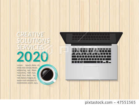 Workplace with laptop and coffee 47551565