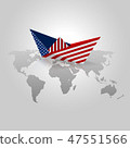 Paper boat with United States Flag 47551566
