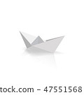 Origami paper ship sailing on white background 47551568