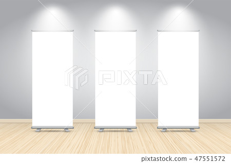 Three blank roll up banner posters display 47551572