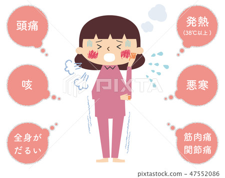 用於解釋冠狀病毒、流感和感冒等症狀的插圖 47552086